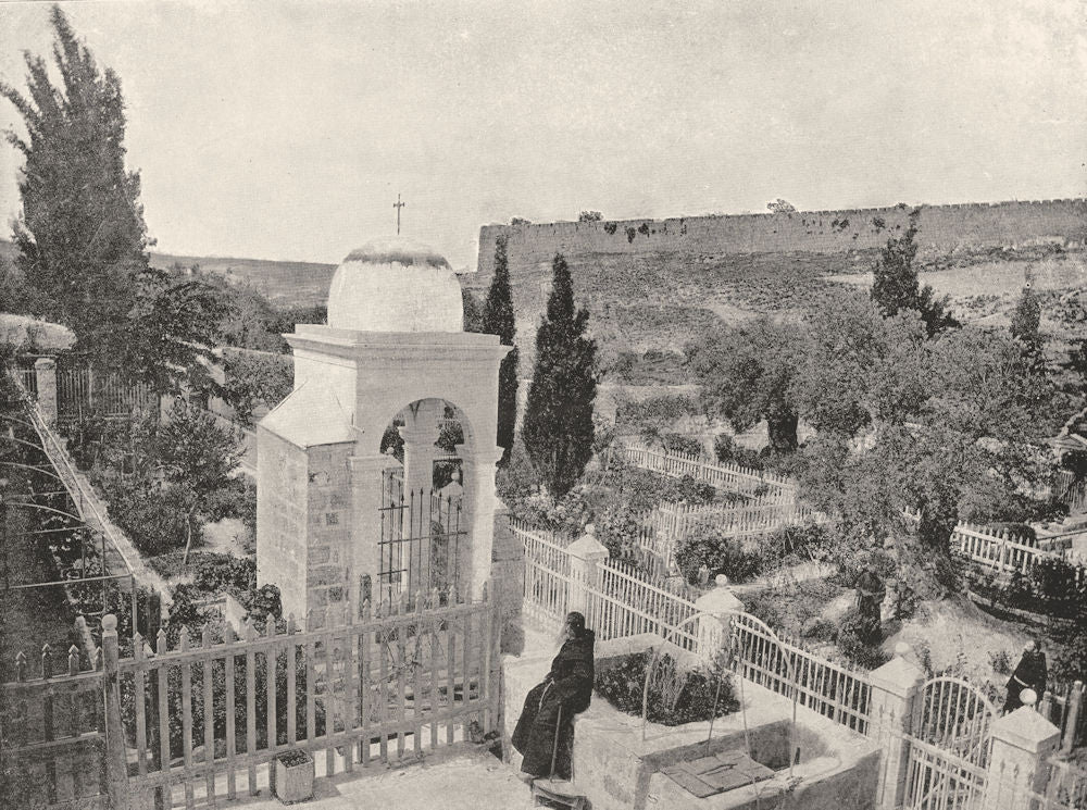 ISRAEL. Jerusalem- The Garden of Gethsemane 1895 old antique print picture